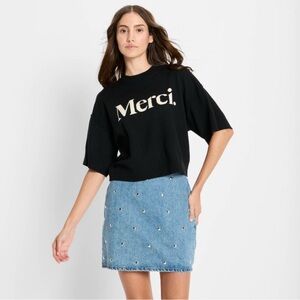 Future Collective Sz 6 Skirt Denim Studded Mini A Line Side Zip Edgy NWT